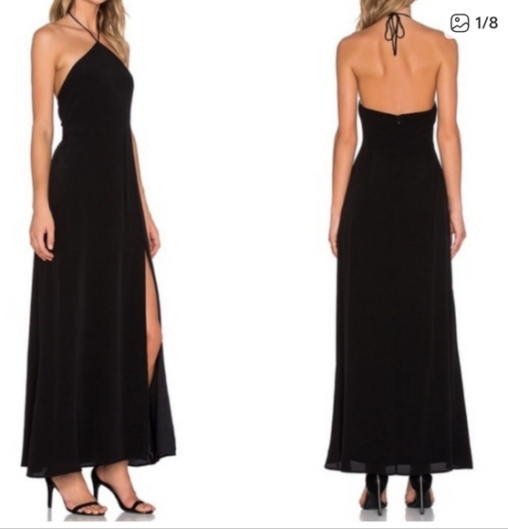 Lovers + Friends Dresses & Skirts - LOVER + FRIENDS Black Halter Gown Maxi Dress With Side Slit Size Medium